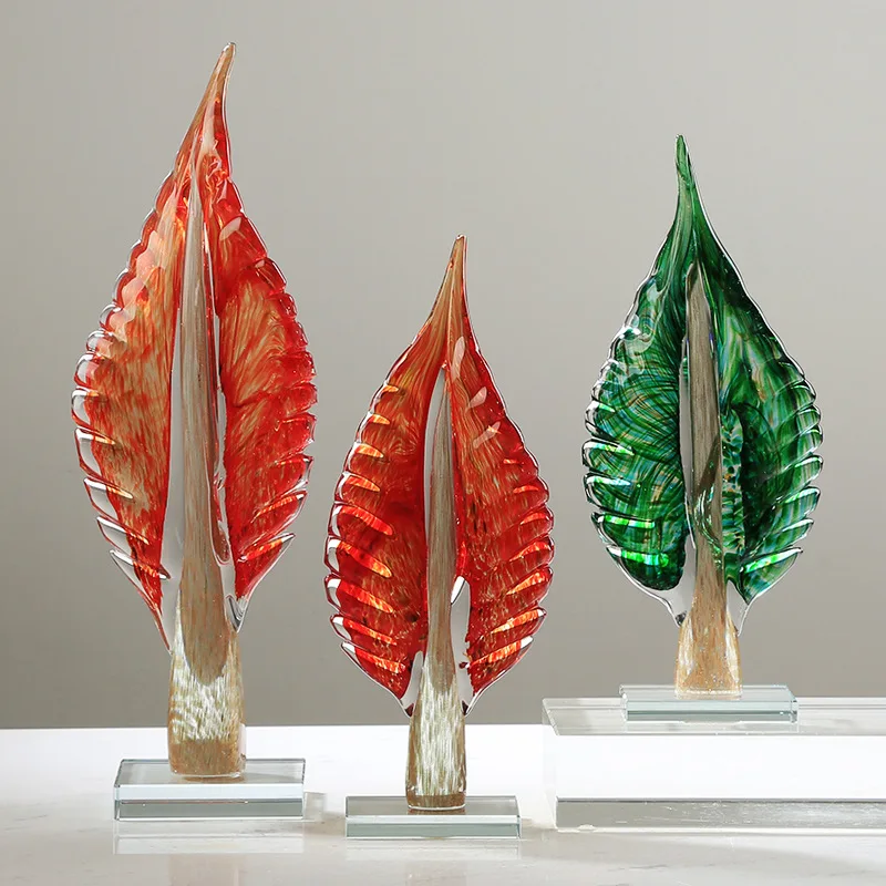 

Modern Creative Leaf Crystal Decoration TV Cabinet Desktop Porch Wine Cabinet Decoration