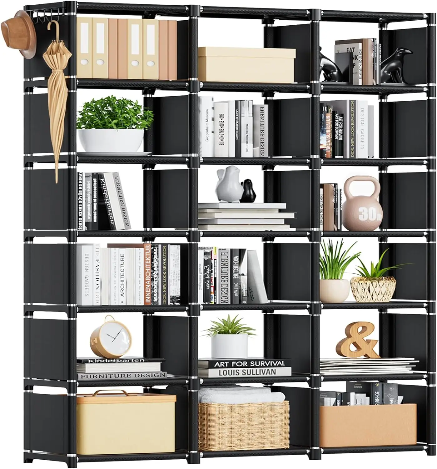 

Mavivegue Bookshelf, 18 Cube Storage Organizer, Extra Large Book Shelf Organizer, Tall Bookcase, Book Cases/Shelves, Black Cube