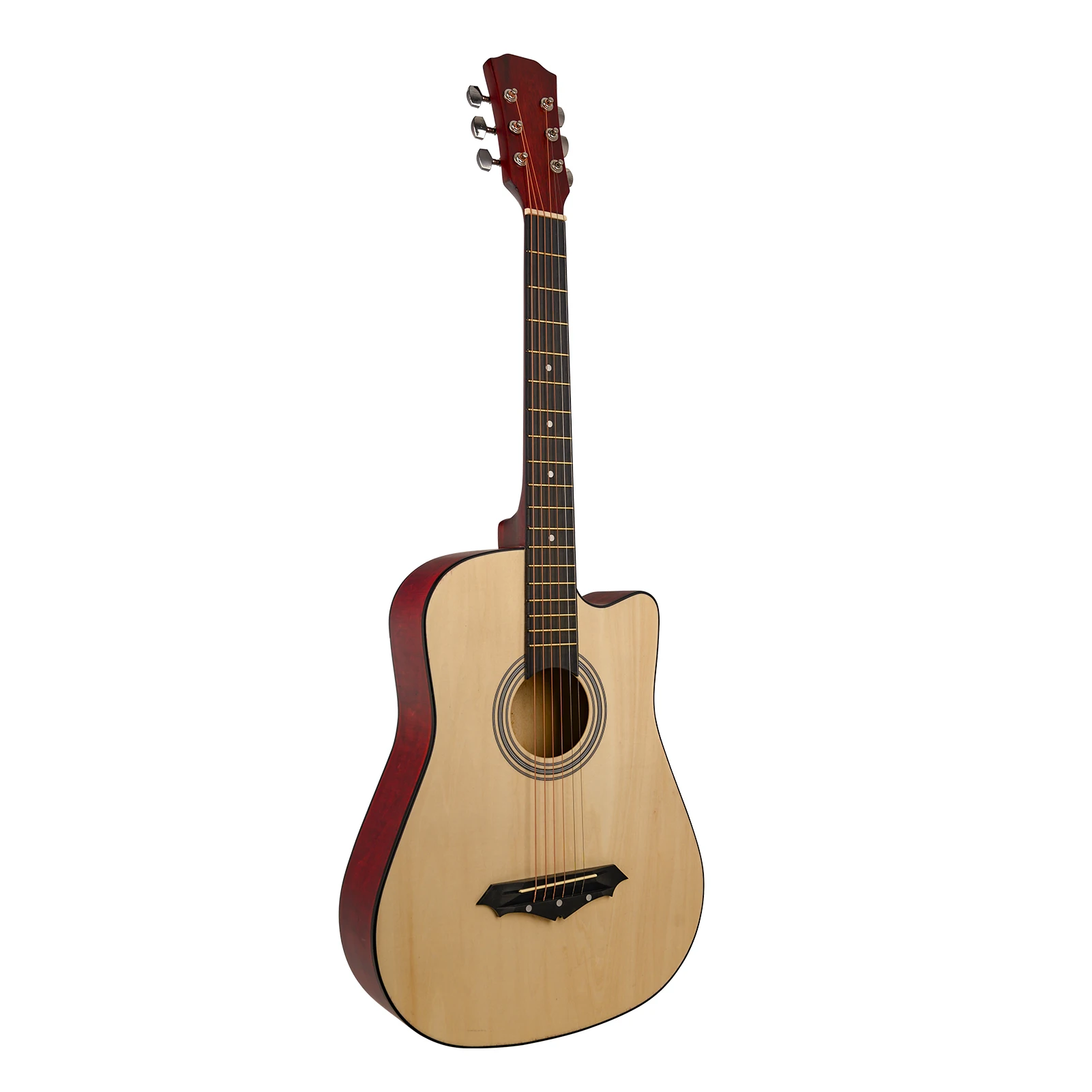 

Cutaway Acoustic Guitar 38-inch Folk Guitar Hand Rubbed Basswood for Teens Adults Beginners