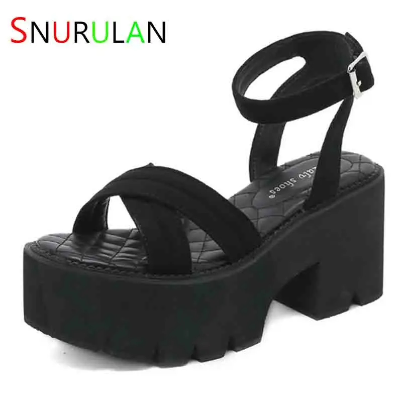 

Women High Heel Party Sandals Plus Size 35-43 2023 Summer Ankle Lace-up Black Sandals Platform Female Open Toe Shoes