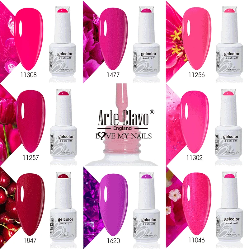 Gel Nail Polish gel nail polish Arte Clavo 15ml Rose Red Color Series Gel Nail Polish Long Lasting Soak Off Varnish Hybrid Nail Art Top Bsae Maincure
