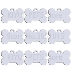 Bulk Pack of 20 Customizable Bone-Shaped Pet ID Tags with Personalized Engraving - 39x26x1mm (Silver)