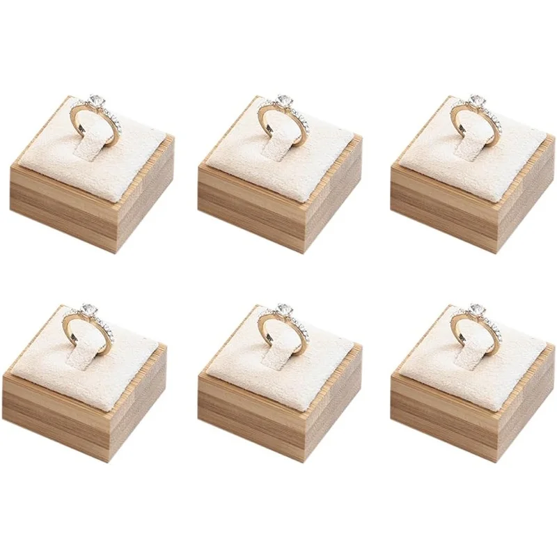 Bamboo Ring Holder Organizer with Velvet Mat
