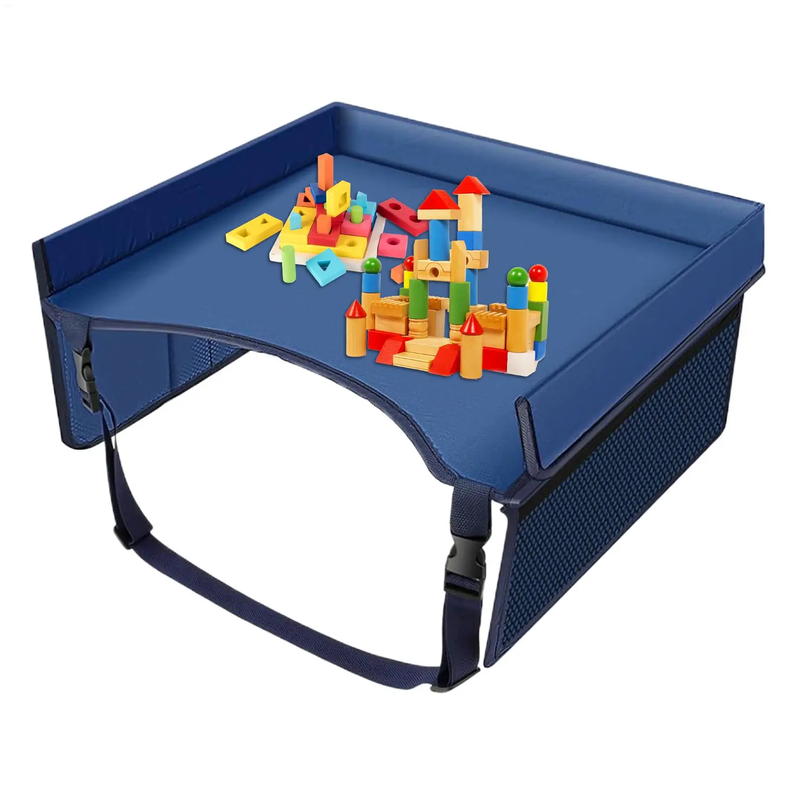 Tavolino da Viaggio per Bambini, Vassoio per Seggiolino Auto, Tavolino per Seggiolino Auto con Cinghie Regolabili, Organizzatore da Sedile - immagine 3