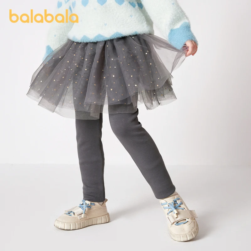 

Balabala Toddler 2023 Girl Pants Plus Fleece Autumn Winter Tutu Skirt Leggings Trendy Comfortable Trousers