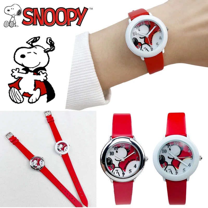 Snoopy Cartoon Children Watch Kids Fashion Electronic Quartz Watch Red White Dog Cute Wristband For Boys Girls Birthday Gift