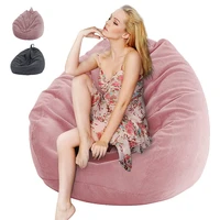 Lazy Sofa Cover Solid Chair Covers Without Filler Corduroy Lounger Seat Bean Bag Pouf Puff Couch Tatami Living Room Beanbags 1