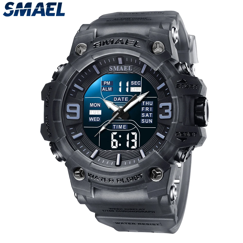 SMAEL Waterproof Sport Watch with LED Light and Dual Time Display