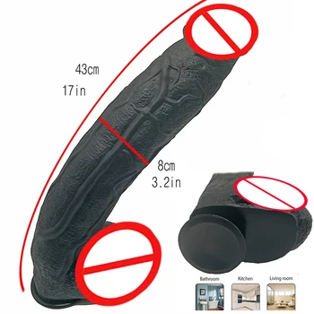 Soft Huge Realistic Dildo Penis Big Dong Vagina Stimulator Oversized Dildo Suction Cup Lesbian Sex Toys for Women 43CM*8CM Soft 4