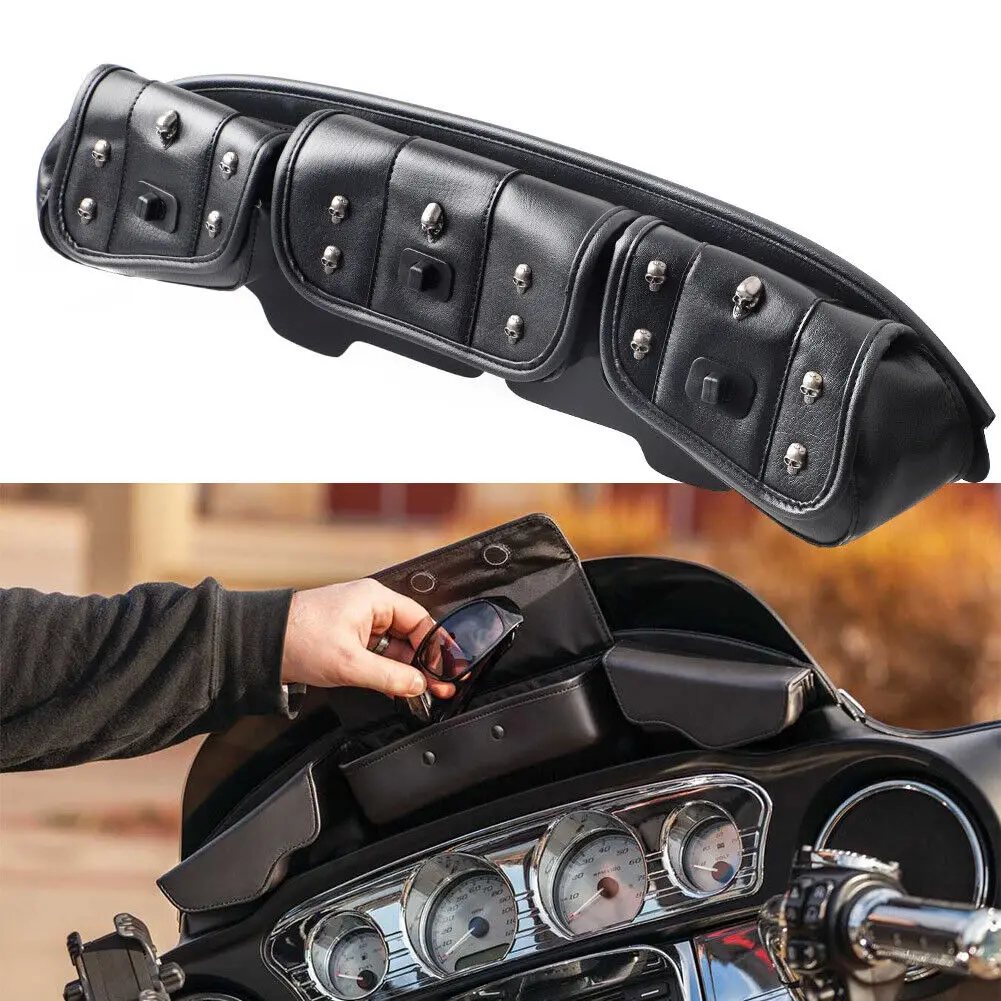 3 Pocket Windshield Fairing Pouch Bag Fit for Harley Touring Electra Glide 1996-2013