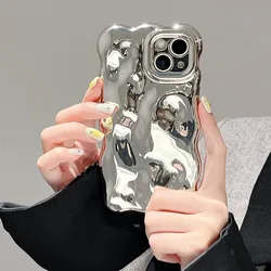 3D Bubble Meteorite Pattern Phone Case with Water Ripple Design and Shockproof Lens Bumper - iPhone 11 (Silver)