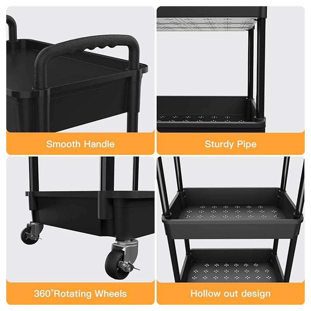 5 Tier Rolling Utility Cart with Drawer, Cart Made of Multifunctional Storage Organizer Tool for Kitchen,Bathroom,Living Room