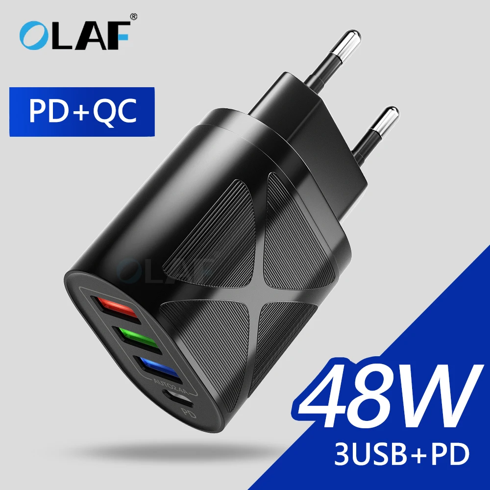 OLAF 48 Вт USB зарядное устройство QC 3 0 4 Тип C PD Быстрая зарядка настенные зарядные