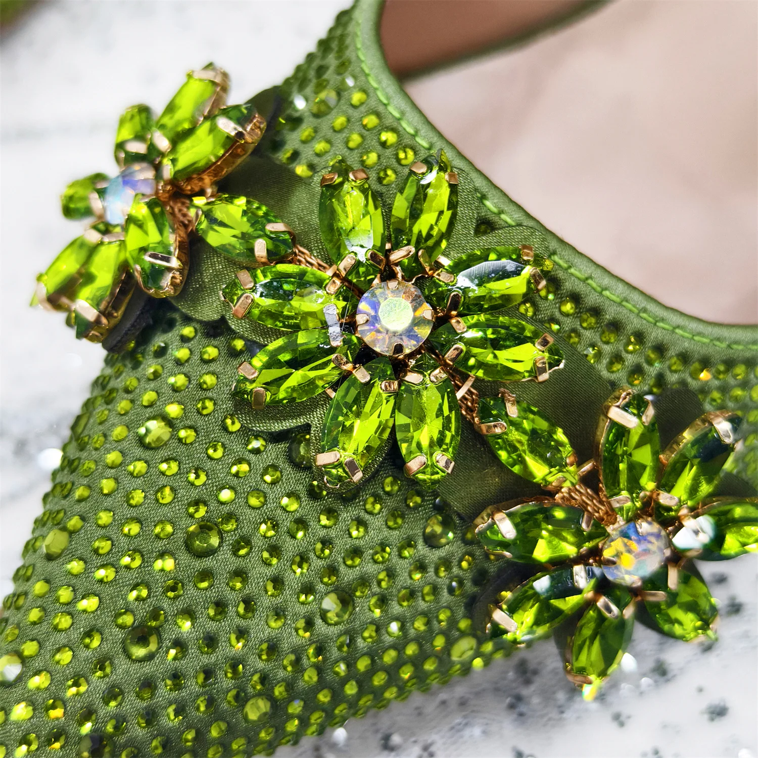 Venus Chan Olive-Green Pointed-Toe Women's High Heels Shoes