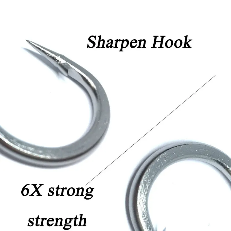 AS 20PCS Jigs Hooks 6X Strong Strength Stainless Steel Assist Lure