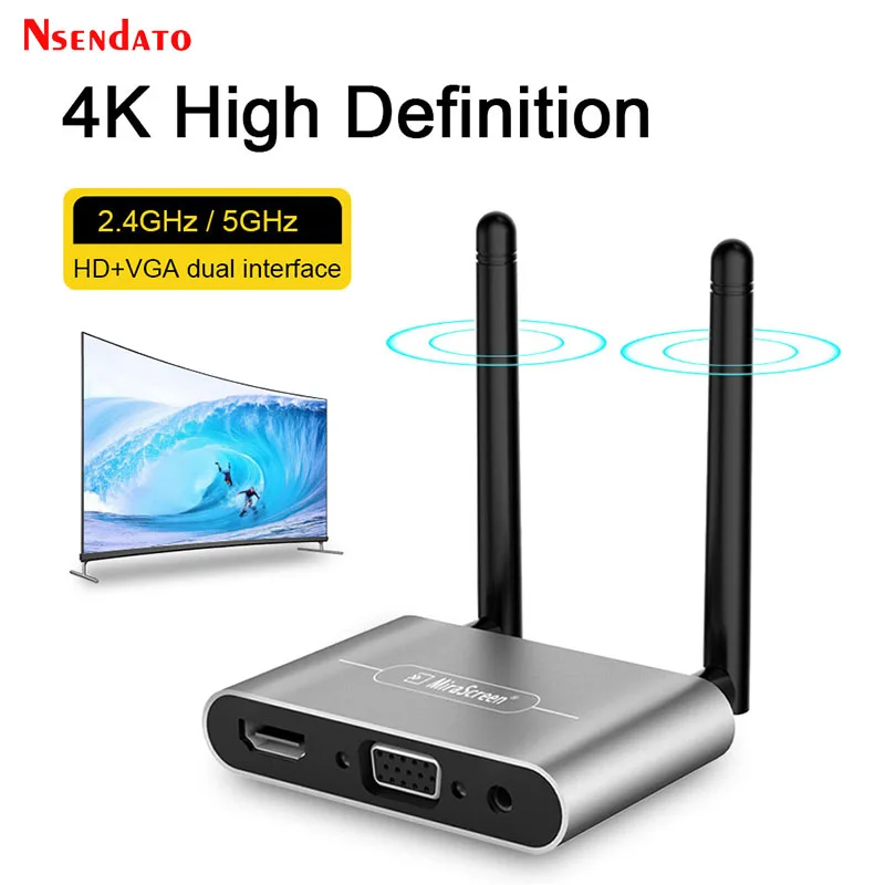 Wireless Miracast 5G 4K Car Wifi Display HDMI-Compatible TV stick Receiver Dongle adapter With HD VGA AV With Dual Antenna