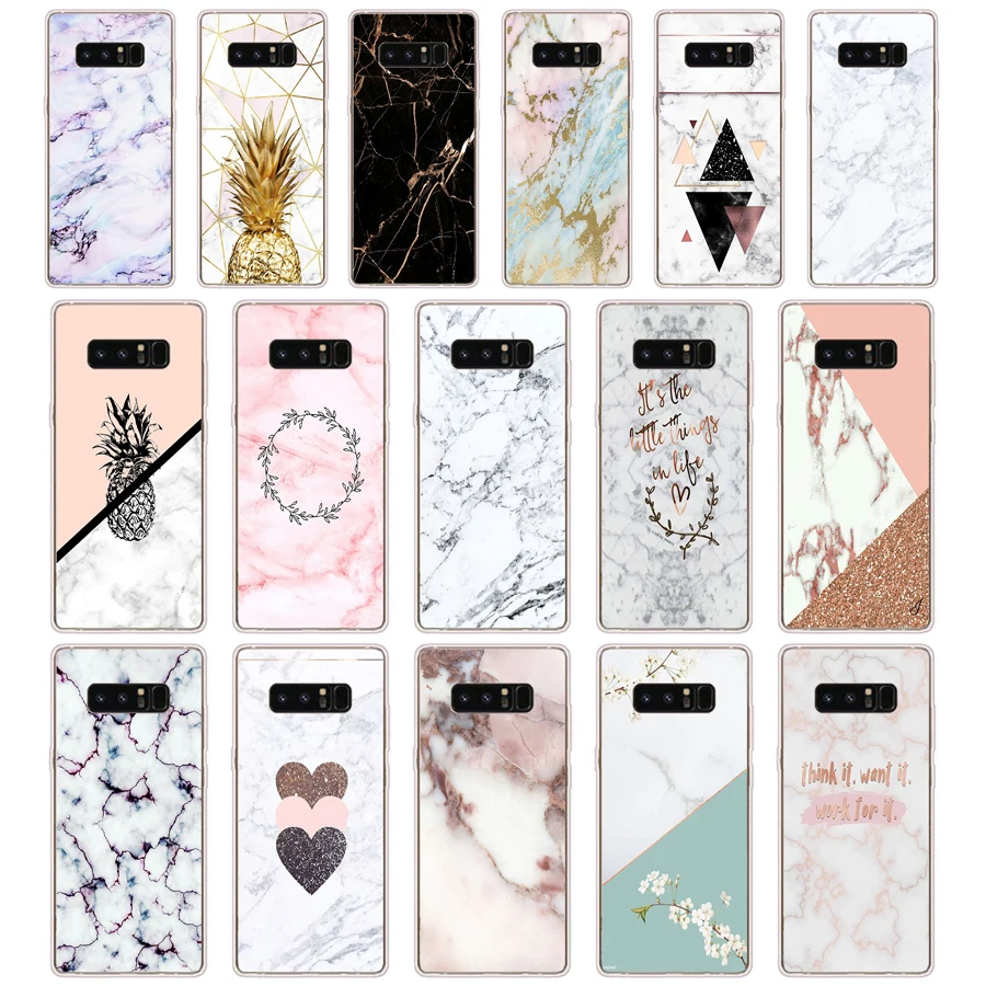 58Pink White Blue Marble Soft Silicone Tpu Cover Phone Case For Samsung Galaxy Note 4 5 8 9 10 Plus 20 Case