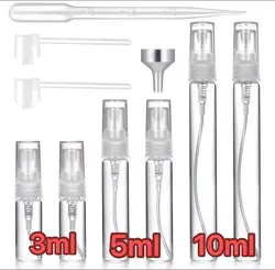 Refillable Clear Glass Perfume Atomizer with Filling Tools for Essential Oils and Cosmetics (1 set)