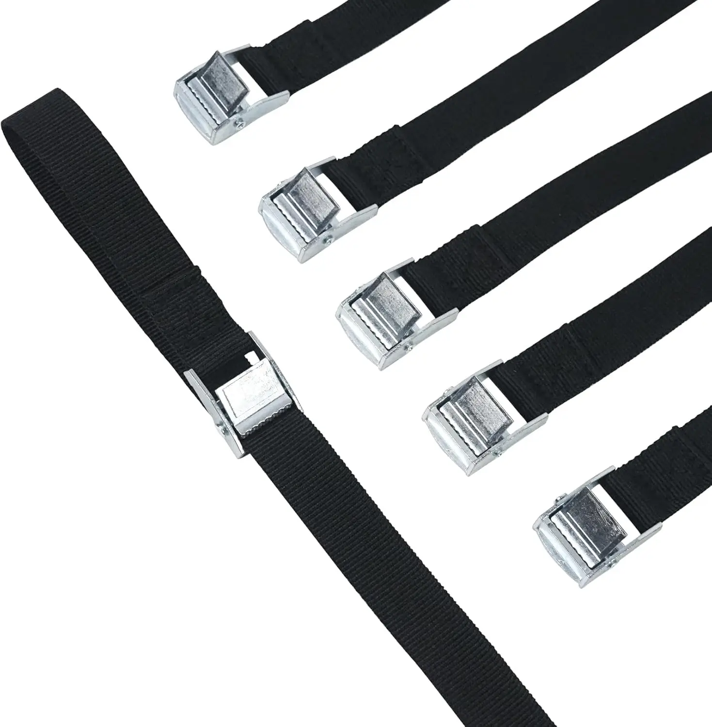 Heavy-Duty Adjustable Black Ratchet Fixing Strap with Metal Buckle
