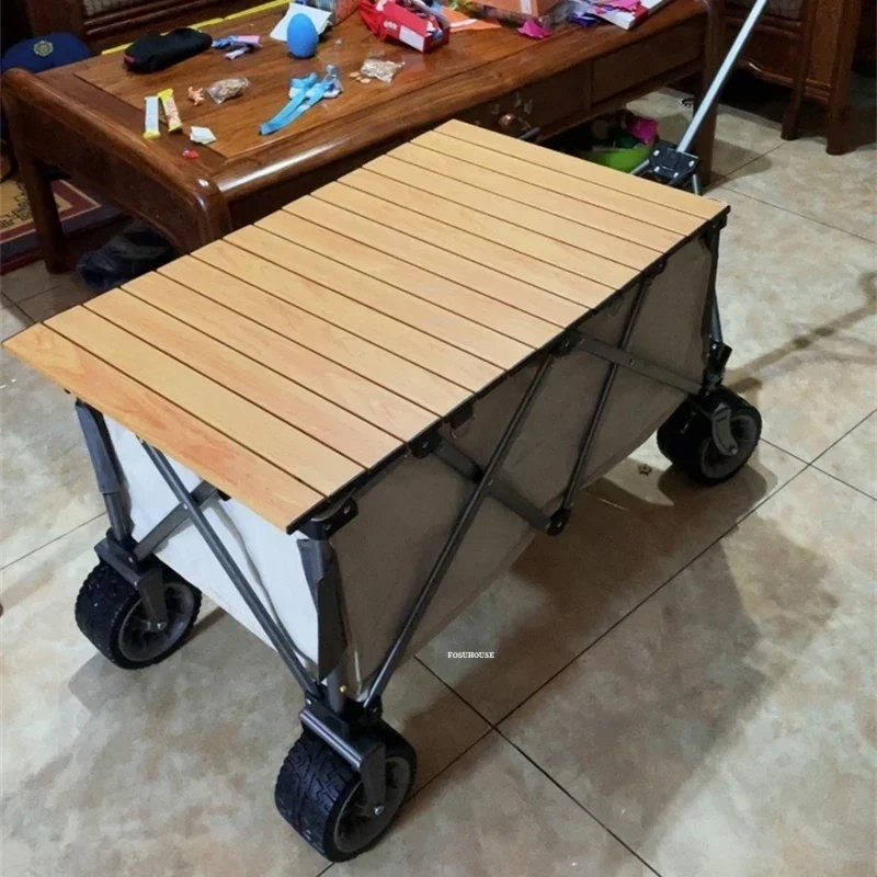 Outdoor Camping Trolley with Wheels European Portable Garden Carts Folding Shopping Cart Leisure Beach Cart Garden Supplies GZ