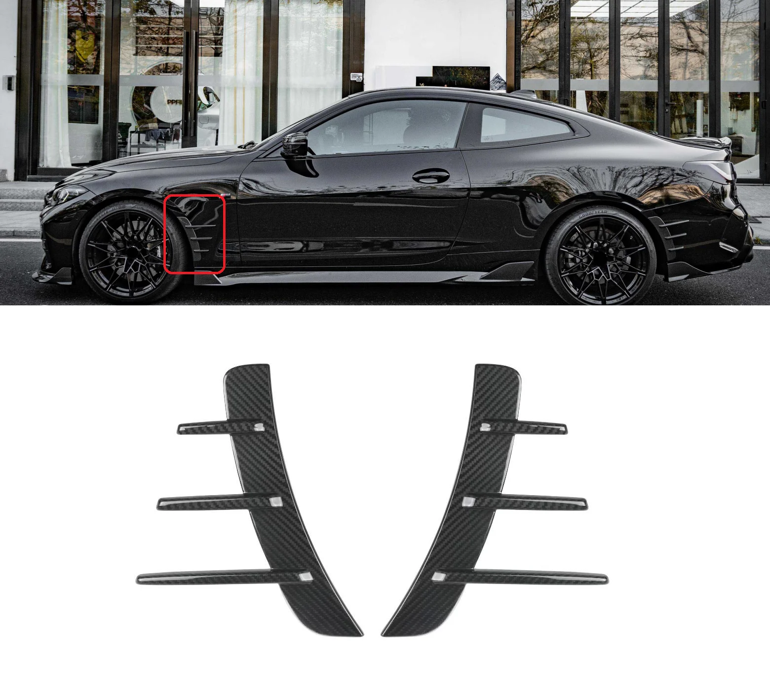 

Real Dry Carbon Fiber Front Bumper Spoiler Air Vent Trim Car Fender Car Styling For BMW 4 Series G22 G23