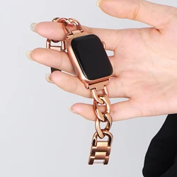 Elegant Chain Strap Bracelet for Women - Premium Metal Watch Band Replacement (Rose Gold)