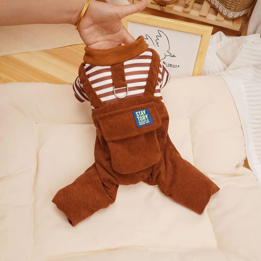 

Pets Clothes Striped Thickened Winter Dog Clothes Cat Dog Clothing with Traction Ring Fake Two-piece for Four-legged for Cats