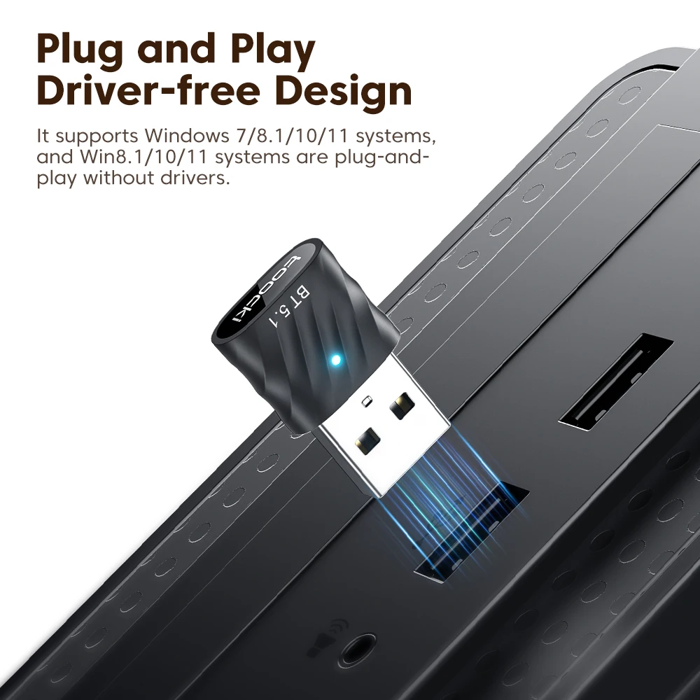 Bluetooth Adapter Toocki USB Bluetooth Adapter Bluetooth 5.1 Wireless BT Receiver Transmitter for PC Speaker Mouse