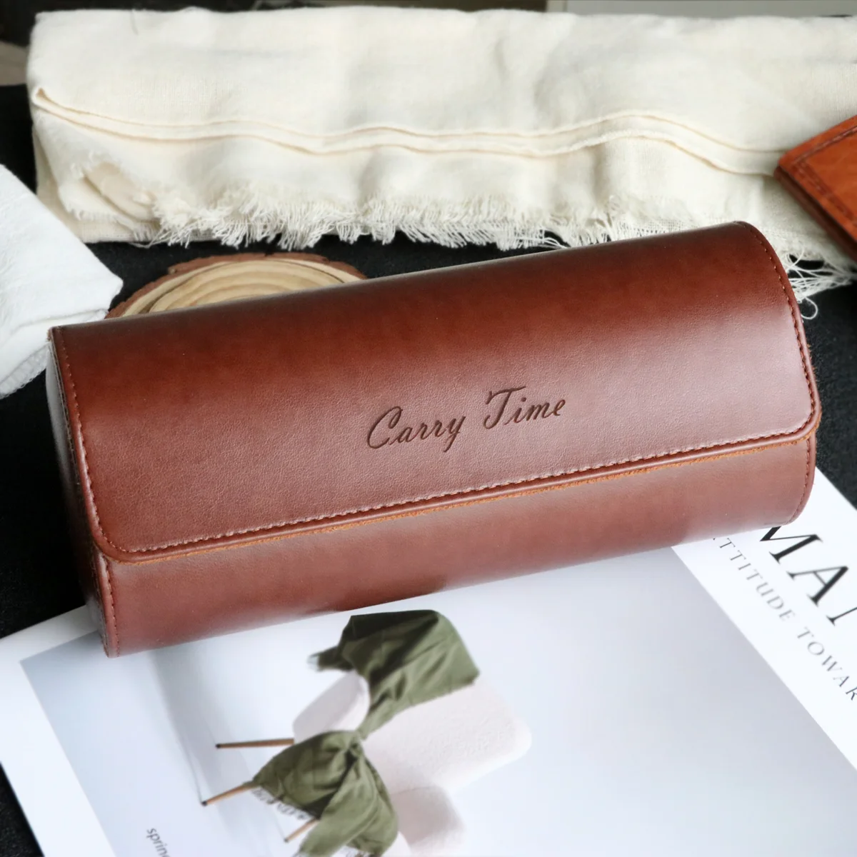 Watch Roll Travel Case Personalized Watch Case Leather Box for Him Engraved Travel Box Men's Gfits watch storage box,watch storage pouch,watch storage bag,leather storage box
