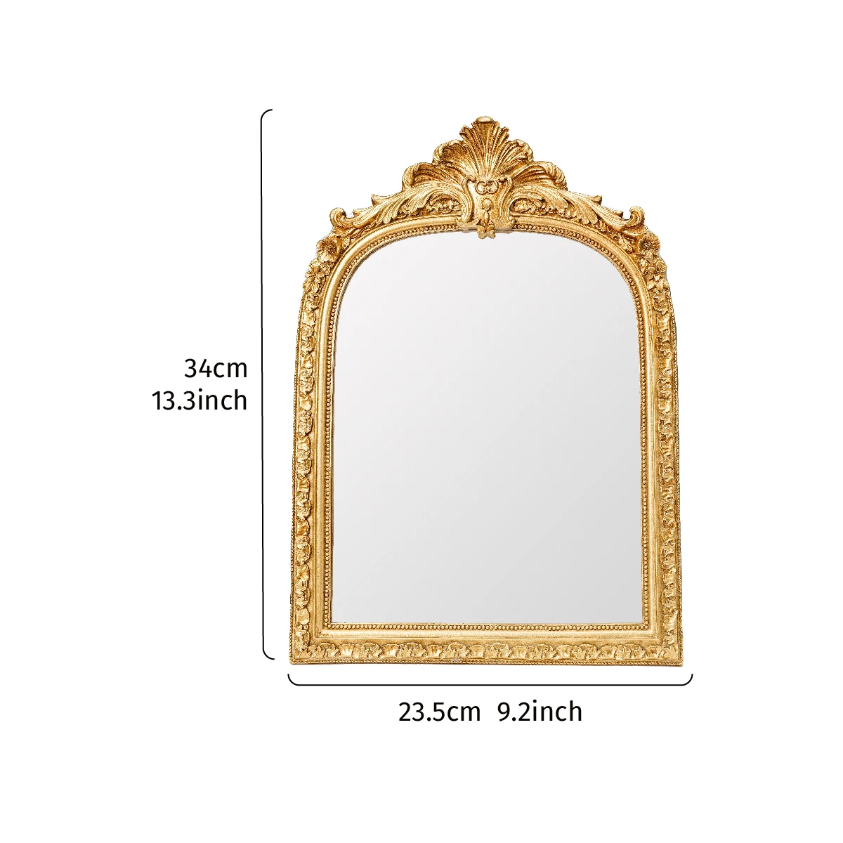 1PC, resin material, golden arched lace decorative hanging mirror, wall decoration and dressing table mirror