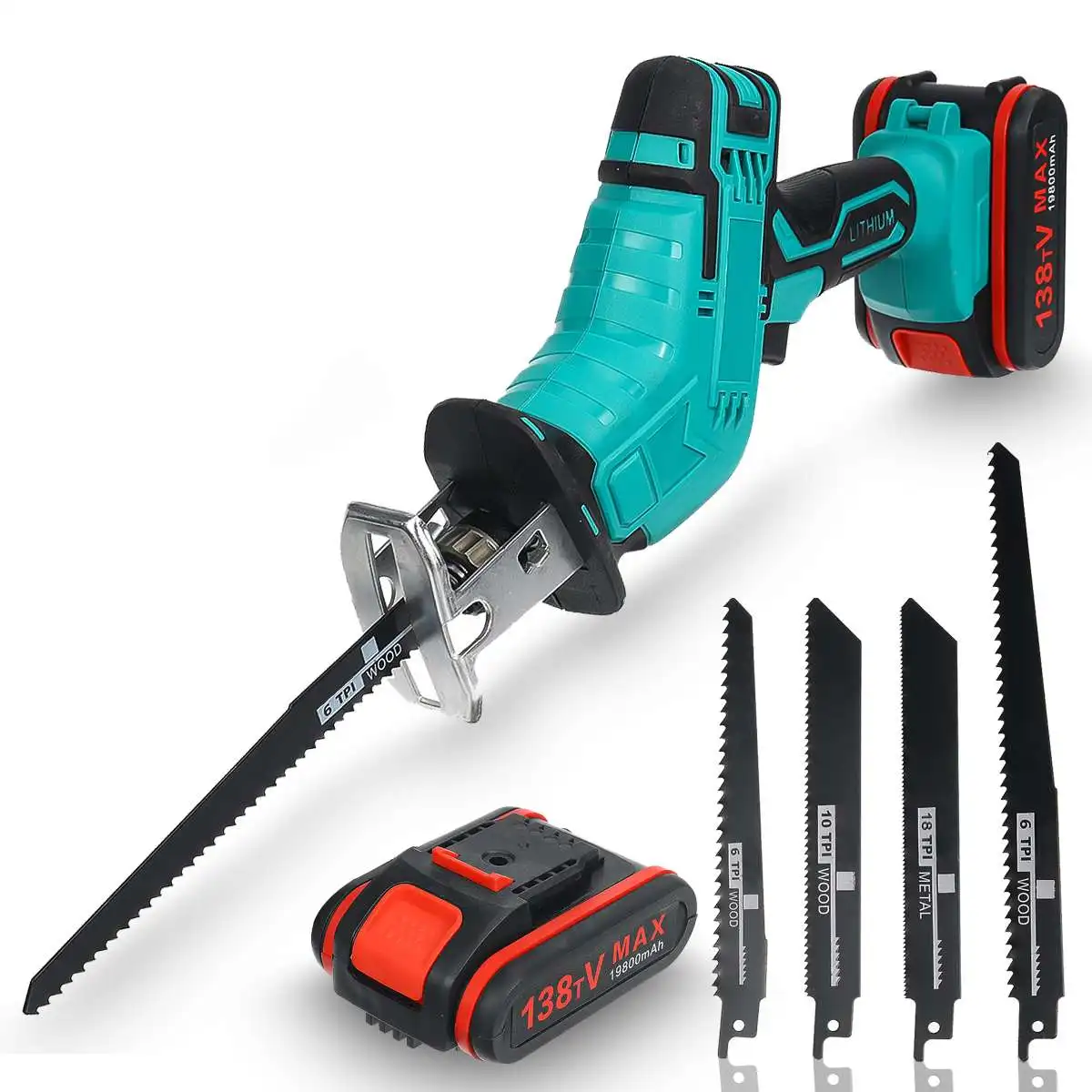 Cordless Reciprocating Saw 18v With 1pc Liion Battery 4 Blades