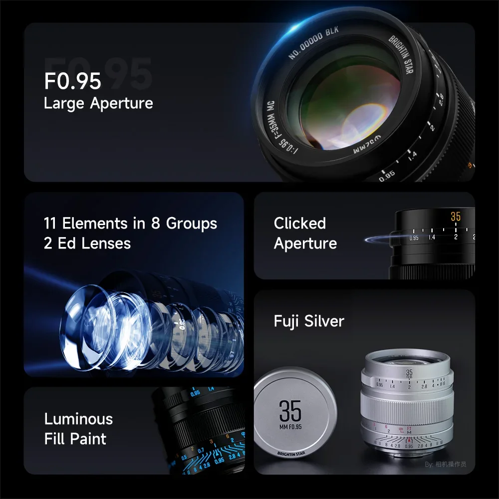 브라이트인 스타 35mm F0.95 MF APS-C 대구경 렌즈 후지필름 XF 니콘Z 마운트 카메라용 루미너스 버전 카메라 렌즈