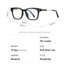 Peekaboo unisex blue light filter glasses for women half metal square glasses frame for men TR90 spring hinge black transparent 6
