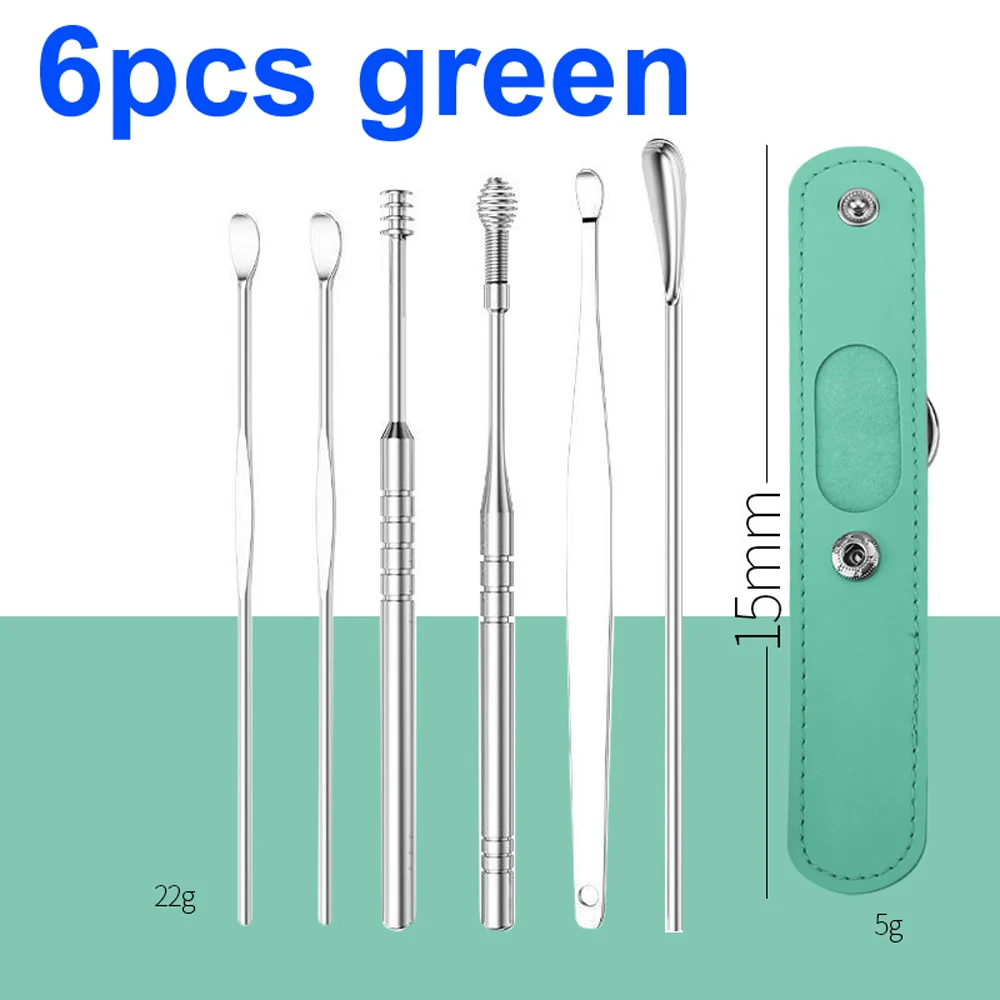 Various Ear Wax Remover Ear Cleaning Kit Ear Pick Earpick Ear Cleaner Spoon Care Ear Clean Tool for Baby Adults Ear Care Set 6