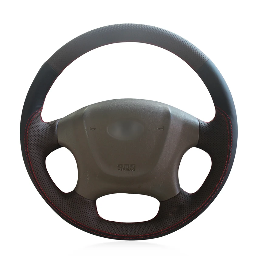 

Customized Suede Alcantara Black Genuine Leather Car Steering Wheel Cover Wrap For Kia Sportage 2 2005-2010 2009 Sportage