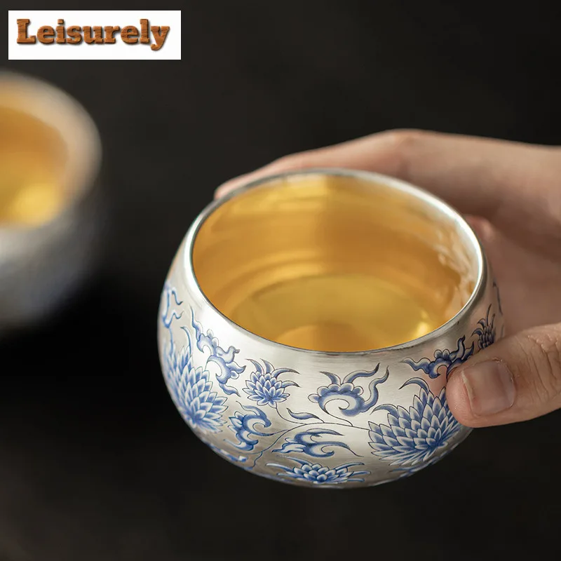 Gilt Silver Step-by-step Lotus Tea Set Complete Set Creative Tea Ceremony Set Tea Brewing Teapot And Tea Cup Set Teaset Gift