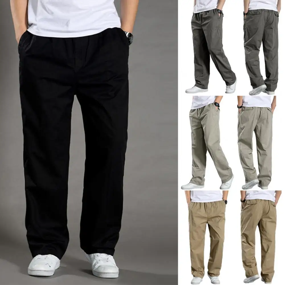 

Spring Fall Cargo Pants Versatile Men's Cargo Pants Stylish Spring/fall Trousers with Elastic Waist Drawstring Ample for Casual