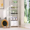 5 Tier Ladder Bookcase Open Shelf with Removable Fabric Drawer Sturdy Metal Frame Adjustable Shelves Living Room Office Storage 2