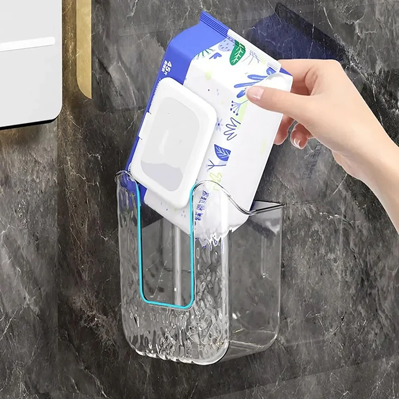 Paper Towel Holder Plastic Wall-mounted Inverted No-punch Napkin Box Self-adhesive
