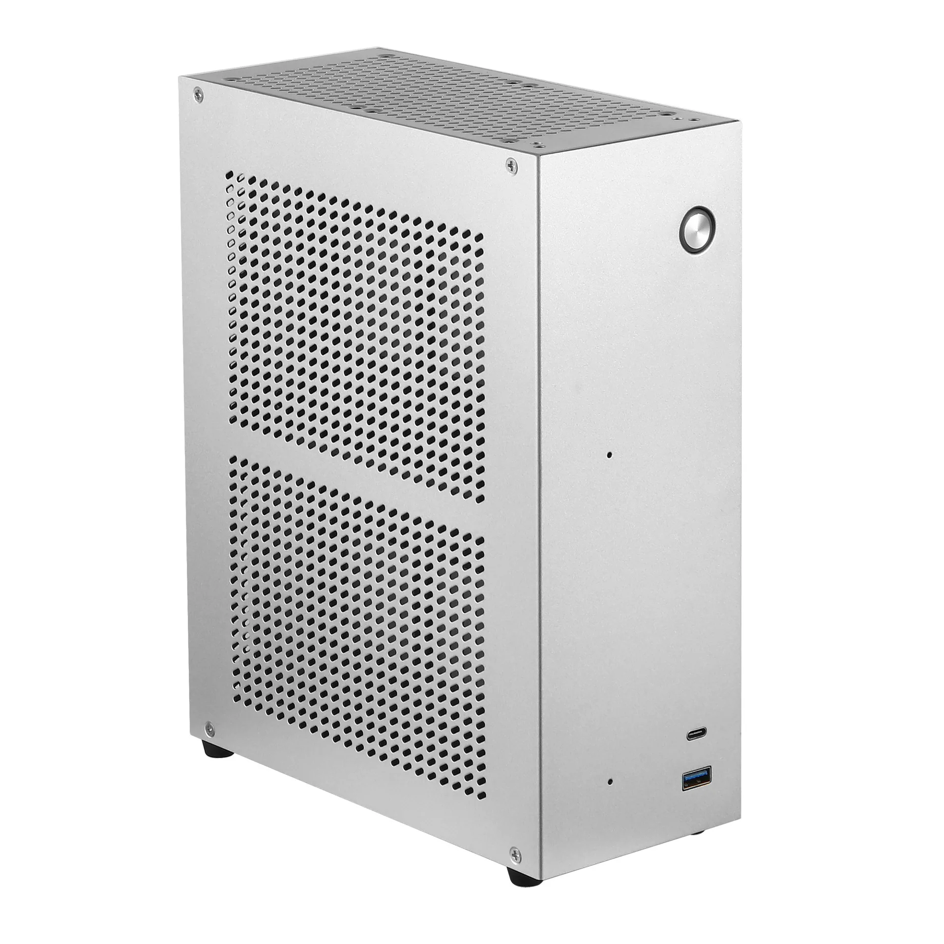 Desktop Chassis ITX Computer Case Mini NAS Computer Case Dual 3.5-Inch Hard Drive Front USB3.0 TYPEC Interface