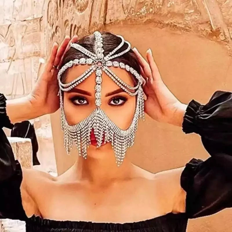 Maschera Glitterata Con Strass - Maschera Rete Cristallo Per Feste, Halloween E Carnevale, Colore Nero - Foto 5