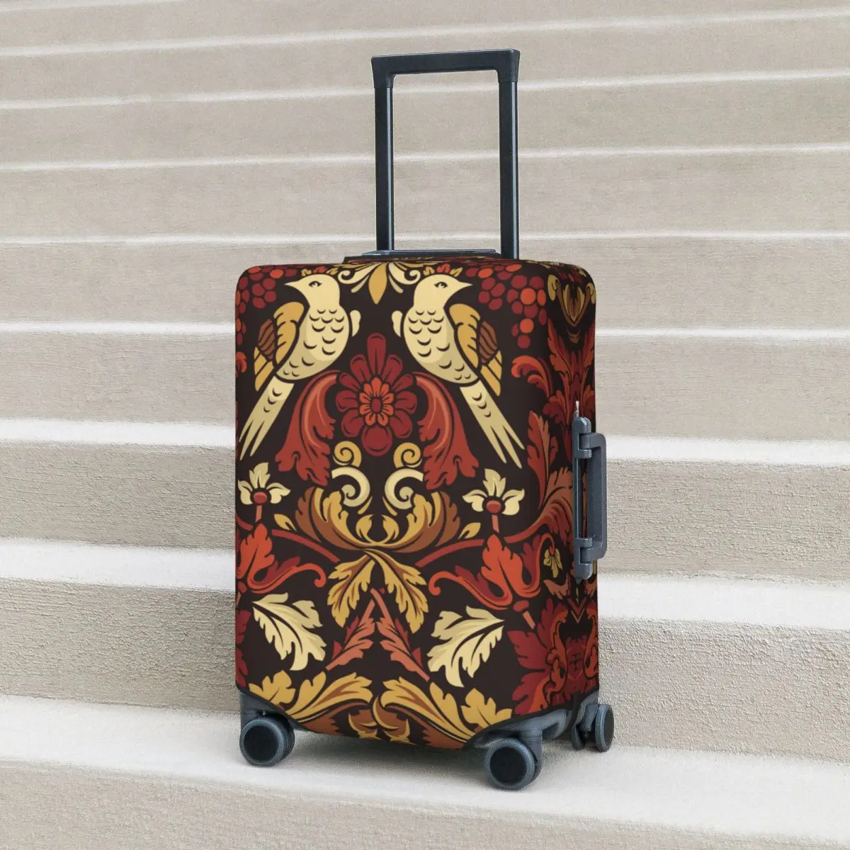 

Abstract Geometric Suitcase Cover Birds in flowers Boho Mandala Practical Business Protector Luggage Case Vacation