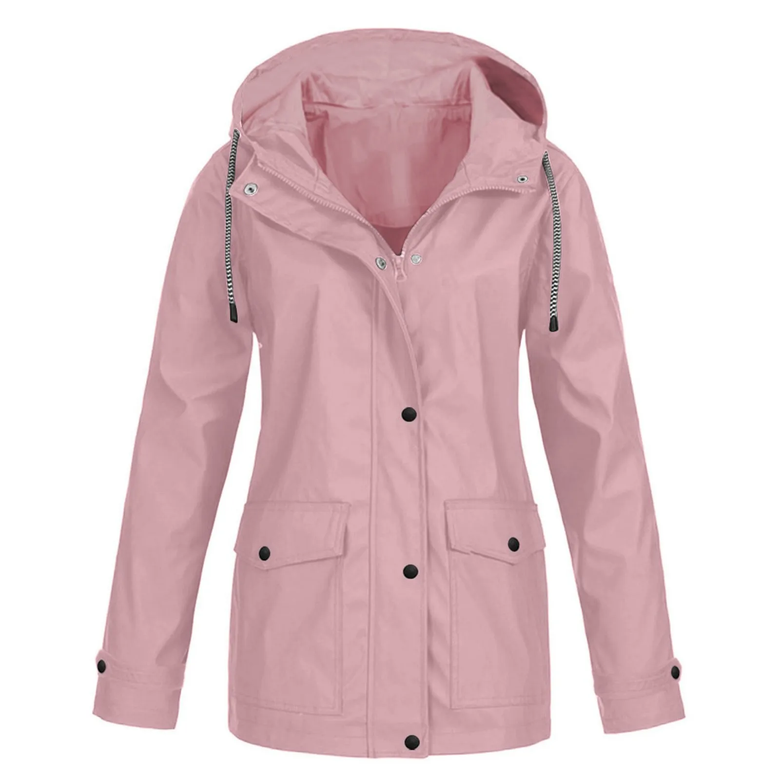 2024 Women's Thick Coat Fashion Autumn Winter Plus Velvet Outdoor Jacket Windproof Waterproof Mountaineering Hooded Overoat