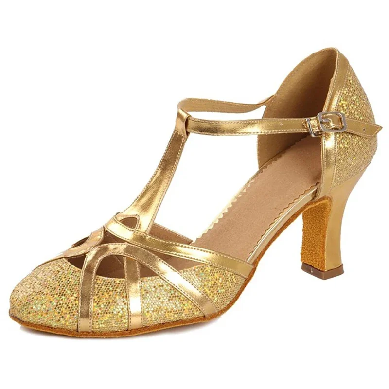 Standard Ballroom Dance Shoes for Women Glitter Closed Toe Modern Dance Shoes Salsa Ballroom Tango Latin Shoes for Girls Ladies 2