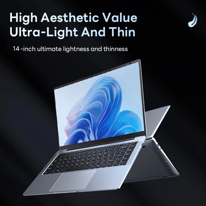 Laptop 14 Inch Intel Celeron N4000 6GB RAM 2TB SSD DDR4 Win 180° Fold Wifi6 3850 mAH PC 1366*768 Screen HDMI Slim Computer PC 4
