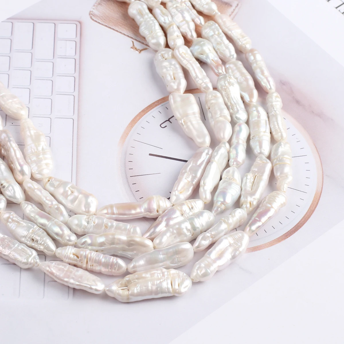 100% Natural Pearl Grey Loose Spacing Pipa Beads 6x18-8x20mm Jewelry Making DIY Necklace Earrings Accessories