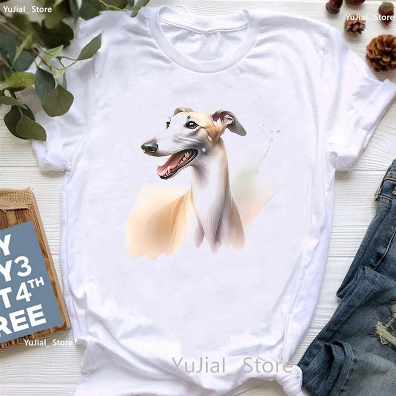Windhund Tier Gedruckt T Shirt Mädchen Sommer Mode T-shirt Frauen Kawaii Hund Liebhaber T-Shirt Weibliche Harajuku Shirt Streetwear – Detail 11