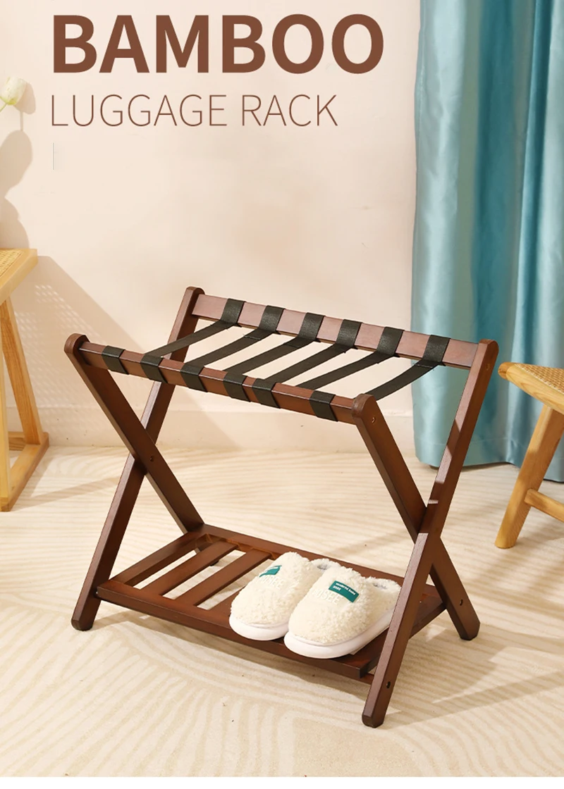 Description Picture 2 of itemThickened Luggage Rack Foldable Floor Standing with Shoes Shelf Suitcase Stand for Hotel Travel Home