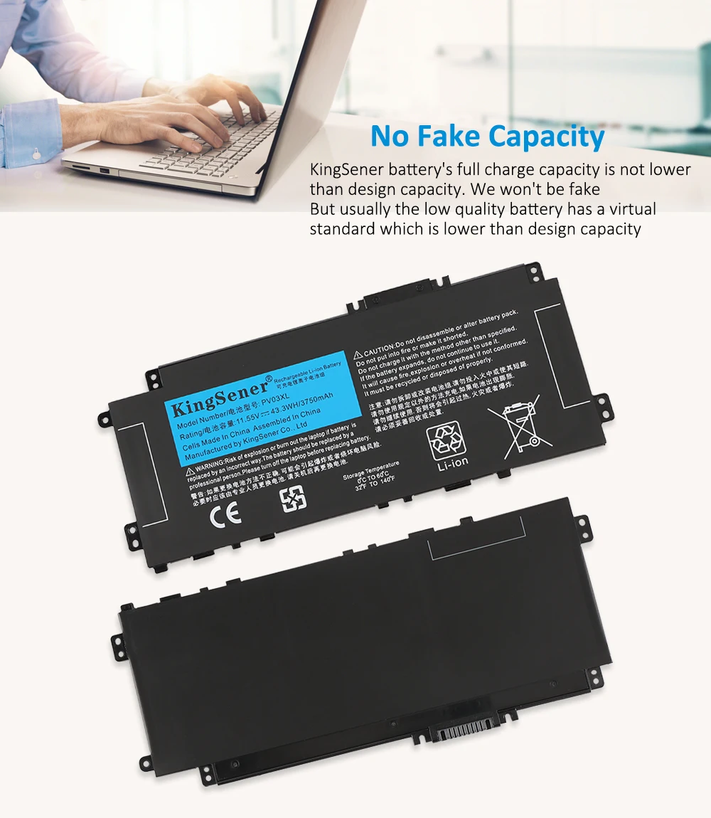 Bateria Kingsener para Pavilhão hp Pv03xl Pp03xl X360 13-bb 14-dv 14-dw 14m-dw 14-dk Hstnn-db9x Hstnn-ob1p L83388421 - Imagem 4
