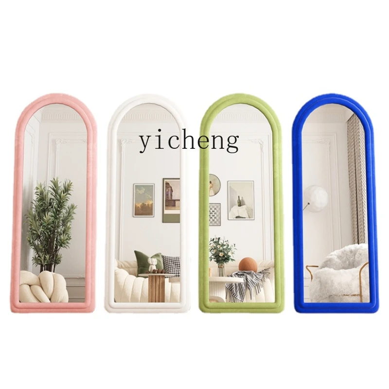 

ZC Arch Dressing Mirror Floor Mirror Girls' Home Bedroom Cream Style Full-Length Mirror Ins Style Full-Length Mirror
